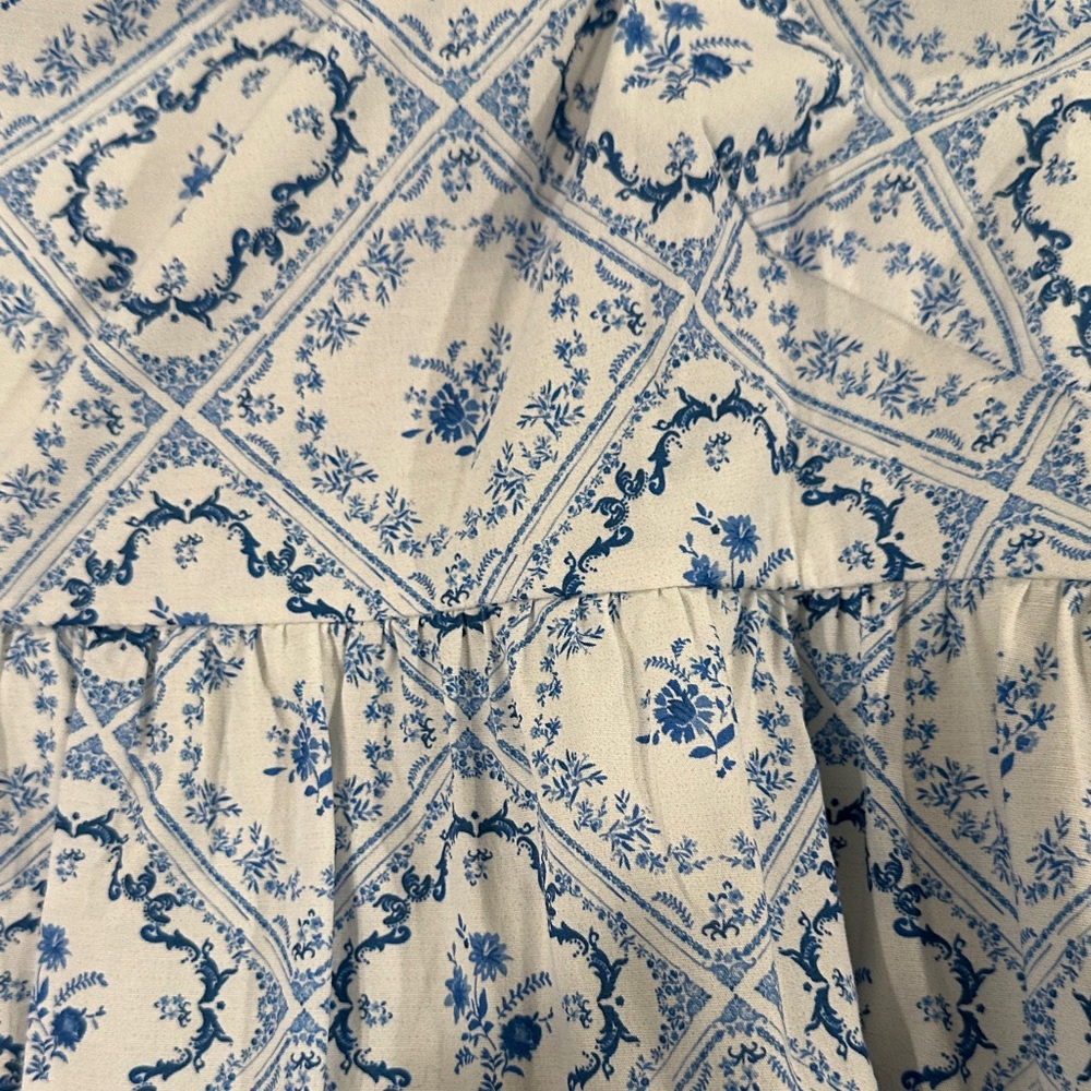 ANTONIO MELANI Blue & White Tile-Print Mini Dress - Picture 5 of 6
